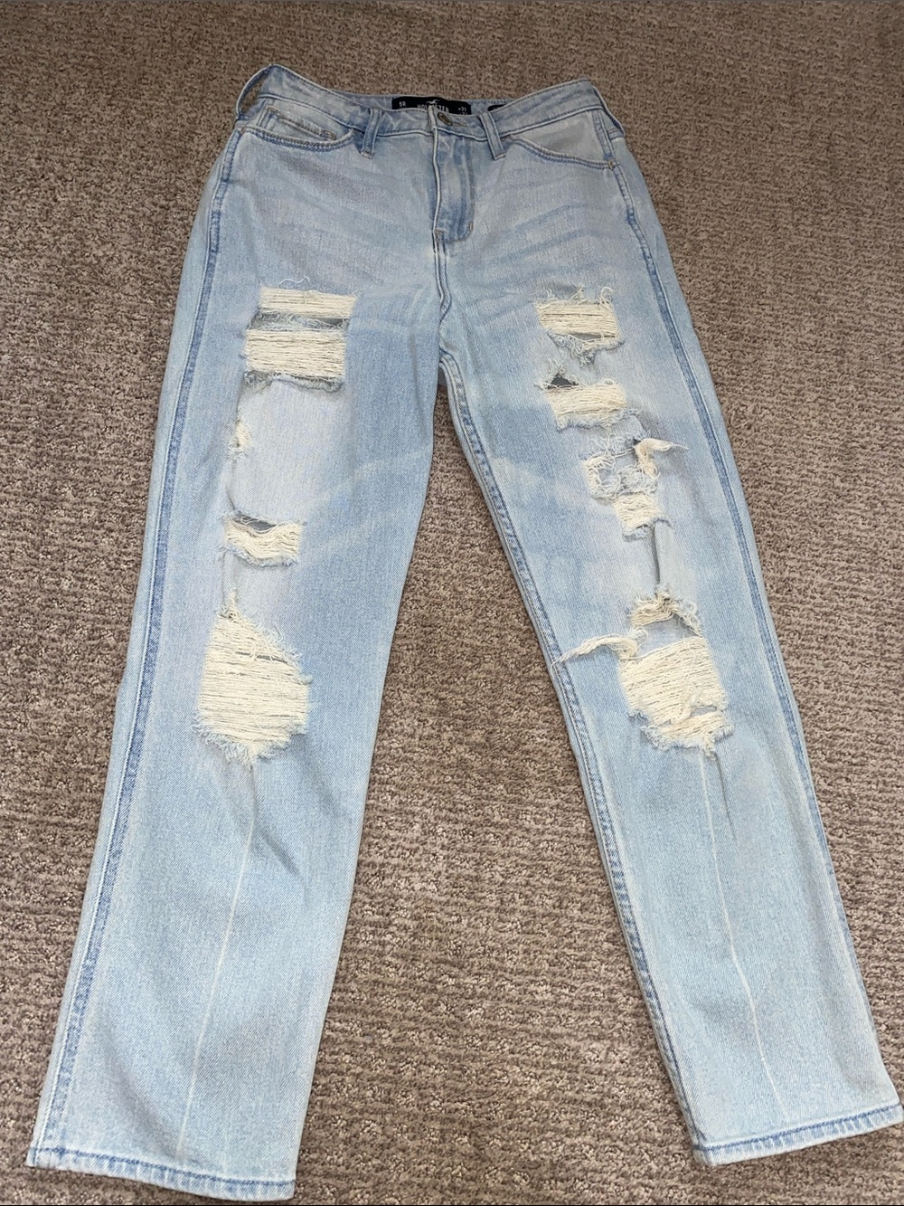Hollister Light Blue Ripped Boyfriend Jeans